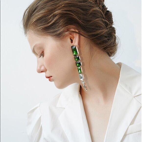 New Fashion  Shiny Rhinestone Long Earrings - Picture 5 of 13